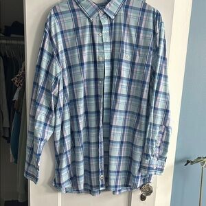 Croft & Barrow Light Blue Plaid Dress Shirt